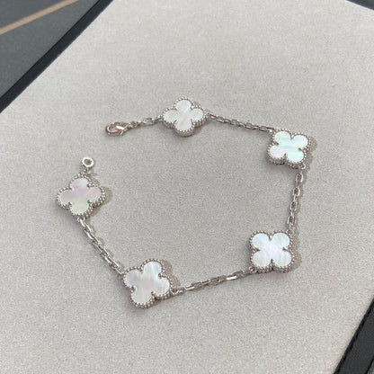 [Stars Jewelry]CLOVER WHITE PEARL MOP 5 MOTIF BRACELET COLLECTION