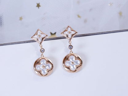 [Stars Jewelry]STAR AND SUN PINK GOLD MOP DROP EARRINGS