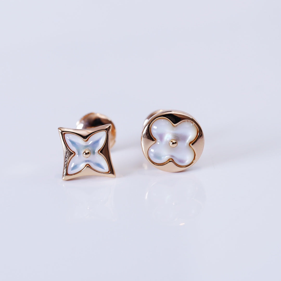 [Stars Jewelry]STAR AND SUN PINK GOLD MOP STUD EARRINGS