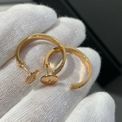 [Stars Jewelry]LOVE DIAMOND PINK GOLD HOOP EARRINGS