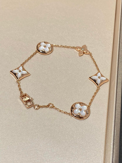 [Stars Jewelry]STAR AND SUN 5 MOTIF MOP PINK GOLD BRACELET
