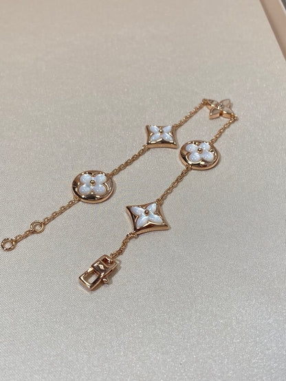 [Stars Jewelry]STAR AND SUN 5 MOTIF MOP PINK GOLD BRACELET