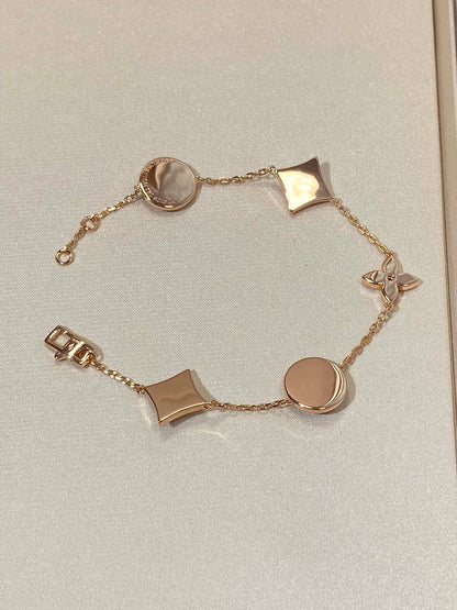 [Stars Jewelry]STAR AND SUN 5 MOTIF MOP PINK GOLD BRACELET