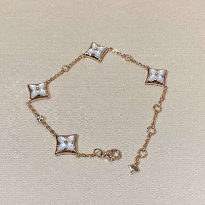 [Stars Jewelry]STAR 4 MOTIF MOP DIAMOND PINK GOLD BRACELET