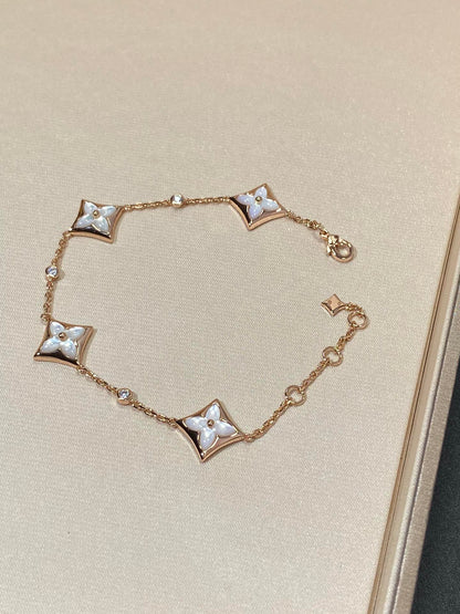 [Stars Jewelry]STAR 4 MOTIF MOP DIAMOND PINK GOLD BRACELET