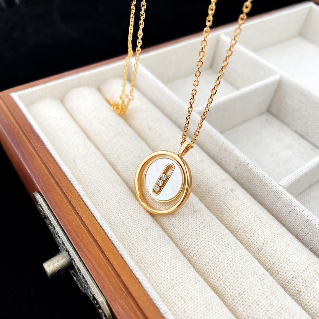 [Stars Jewelry]LUCKY MOVE MOP PINK GOLD NECKLACE