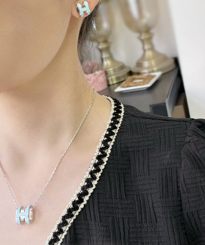[Stars Jewelry]POP H SKY BLUE STUD EARRINGS
