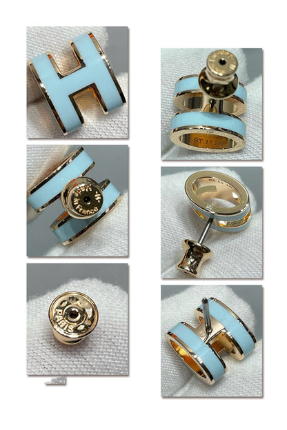 [Stars Jewelry]POP H SKY BLUE STUD EARRINGS