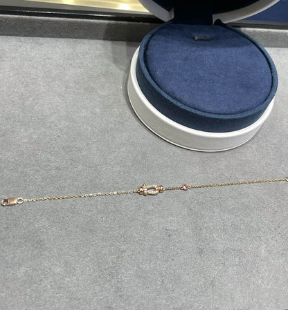 [Stars Jewelry]FORCE 10 DIAMOND CHAIN LINK PINK GOLD BRACELET