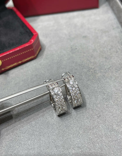 [Stars Jewelry]LOVE 5.5MM DIAMOND PAVED EARRINGS