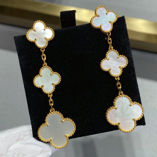 [Stars Jewelry]CLOVER MOP 3 MOTIFS GOLD EARRINGS