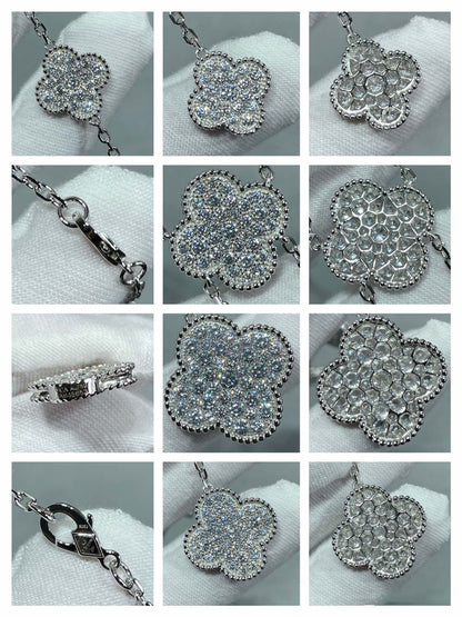 [Stars Jewelry]CLOVER 6 MOTIF DIAMOND PAVED NECKLACE