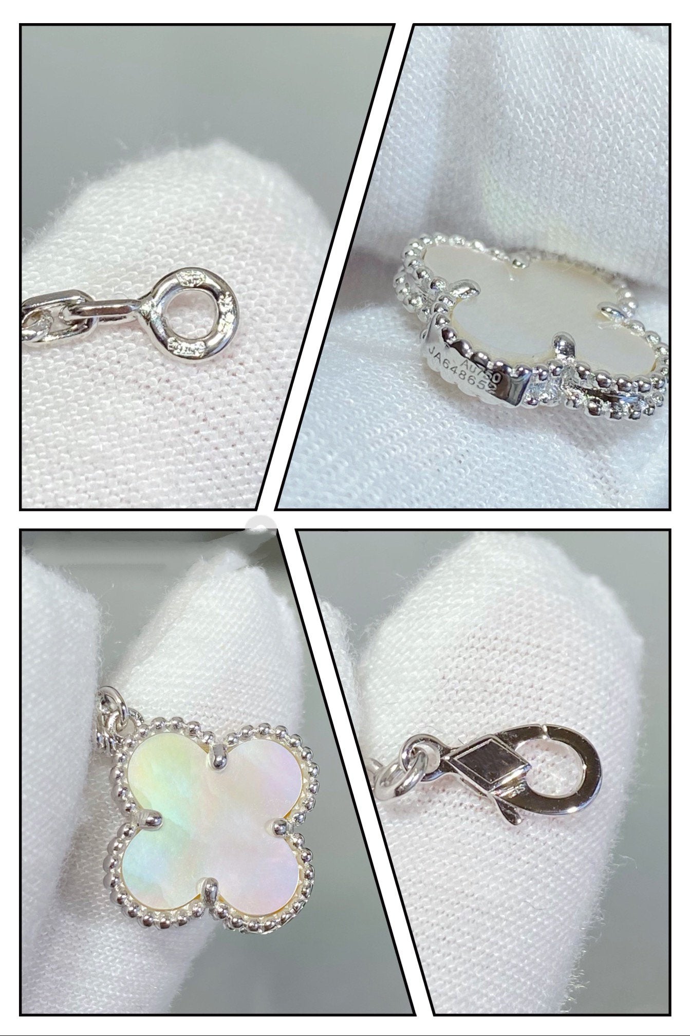 [Stars Jewelry]CLOVER 5 MOTIF WHITE MOP SILVER BRACELET