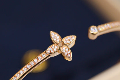 [Stars Jewelry]IDYLLE PINK GOLD OPEN BRACELET DIAMOND PAVED