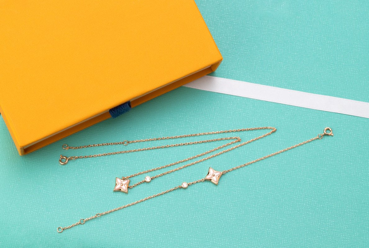 [Stars Jewelry]STAR PINK MOP 1 DIAMOND PINK GOLD NECKLACE