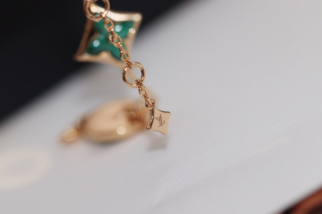 [Stars Jewelry]STAR AND SUN 4 MOTIF PINK GOLD MALACHITE BRACELET