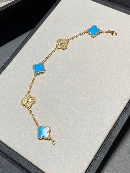 [Stars Jewelry] CLOVER 5 MOTIF BLUE AGATE BRACELET COLLECTION
