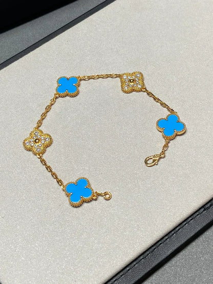 [Stars Jewelry] CLOVER 5 MOTIF BLUE AGATE BRACELET COLLECTION
