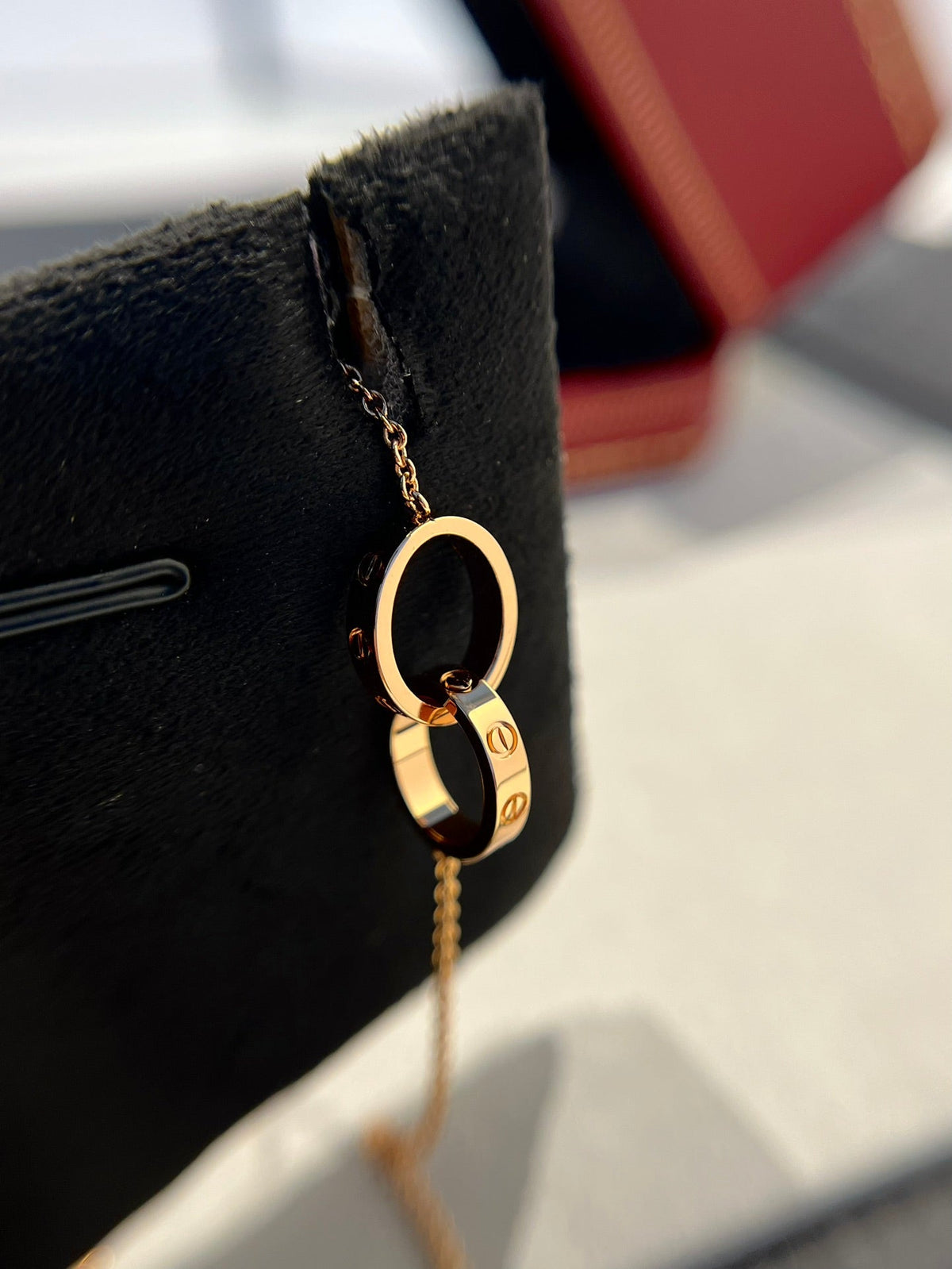 [Stars Jewelry]LOVE NECKLACE DOUBLE RING PINK GOLD