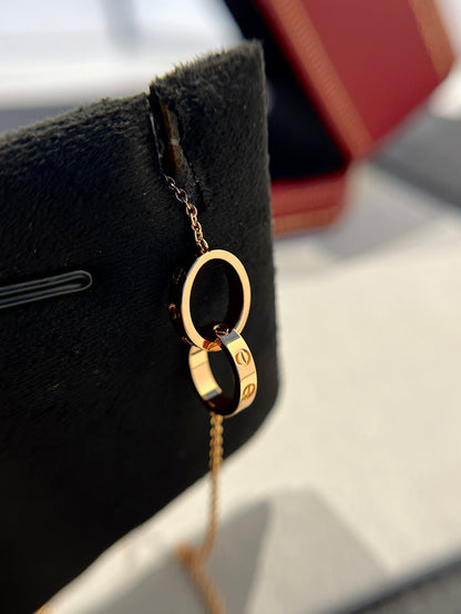 [Stars Jewelry]LOVE NECKLACE DOUBLE RING PINK GOLD