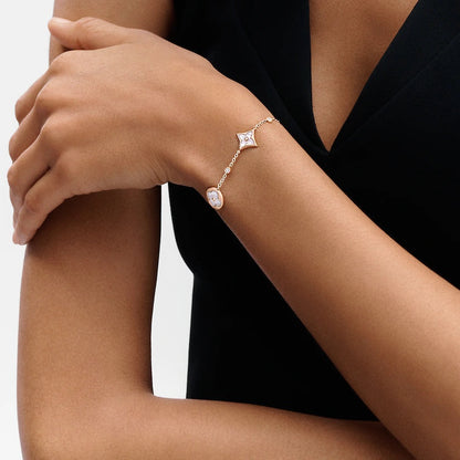[Stars Jewelry]STAR AND SUN 4 MOTIF WHITE MOP PINK GOLD BRACELET
