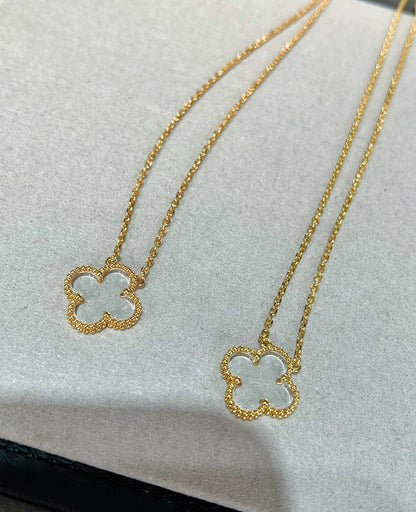 [Stars Jewelry]CLOVER ROCK CRYSTAL ROSE GOLD NECKLACE