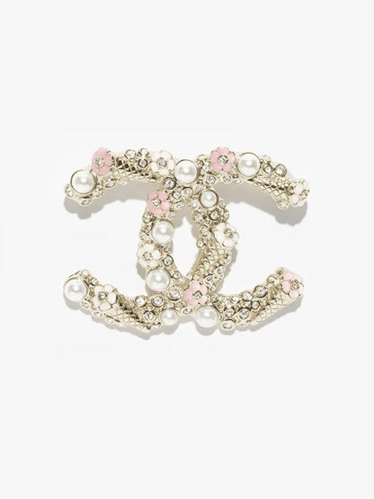 [Stars Jewelry]26C Pink-White Enamel Ice Cream Cone Double C Brooch