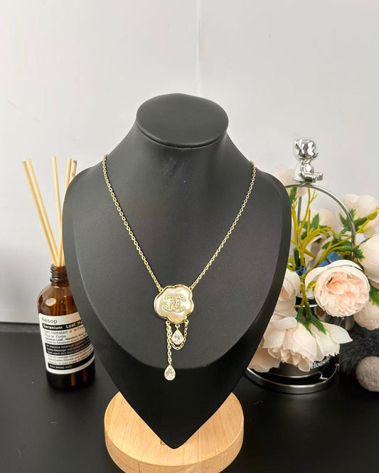 [Stars Jewelry]Cloud Pearl Mother-of-Pearl Diamond Chain Pendant Necklace