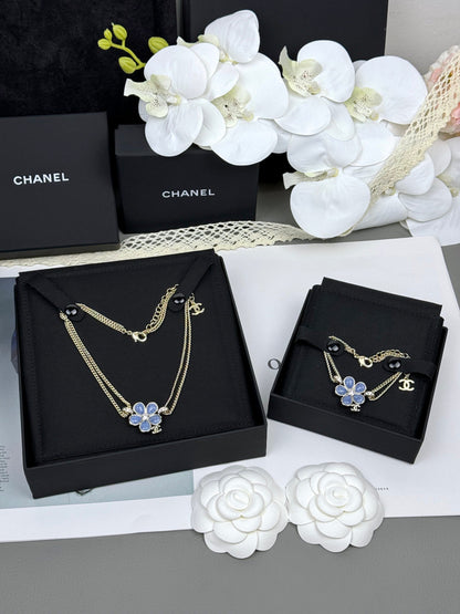 [Stars Jewelry]VOLTE New Blue Floral Double-Layer Bracelet