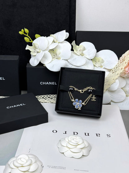 [Stars Jewelry]VOLTE New Blue Floral Double-Layer Bracelet