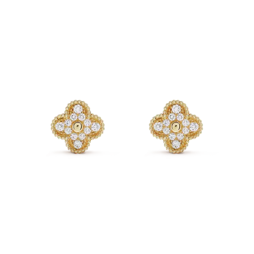 [Stars Jewelry]CLOVER MEDIUM 1 MOTIFS FUll DIAMOND EARRINGS