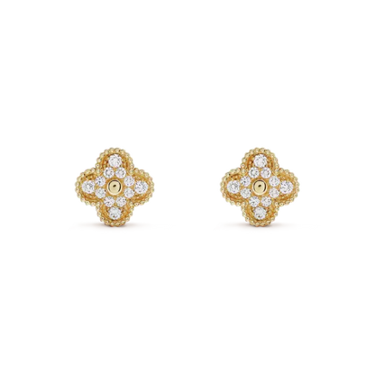 [Stars Jewelry]CLOVER MEDIUM 1 MOTIFS FUll DIAMOND EARRINGS