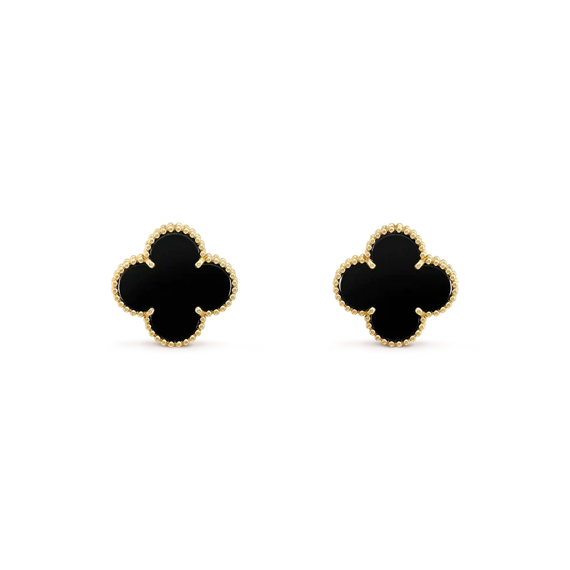 [Stars Jewelry]CLOVER MEDIUM 1 MOTIFS  ONYX STUD EARRINGS