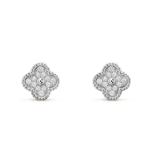 [Stars Jewelry]CLOVER MINI DIAMOND STUD EARRINGS