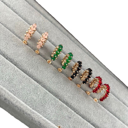 [Stars Jewelry]NEW COLORED GEMSTONE COLLECTION SMALL HOOP EARRINGS