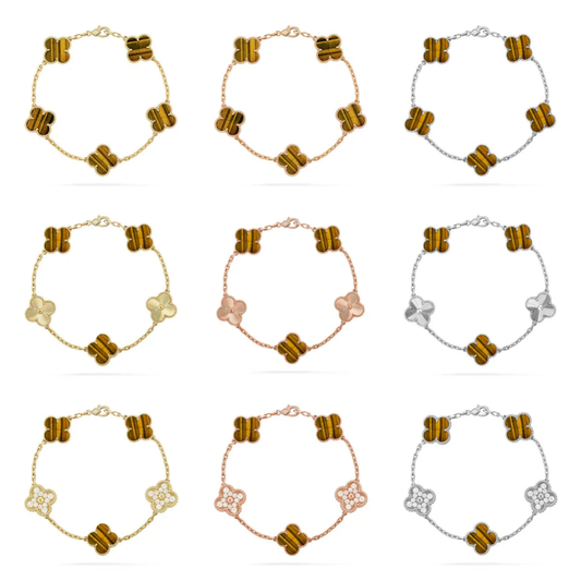 [Stars Jewelry] CLOVER 5 MOTIFS TIGER EYE BRACELET COLLECTION