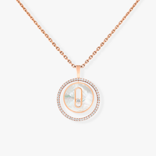 [Stars Jewelry]LUCKY MOVE 1 DIAMOND WHITE MOTHER OF PEARL PINK GOLD DIAMOND NECKLACE