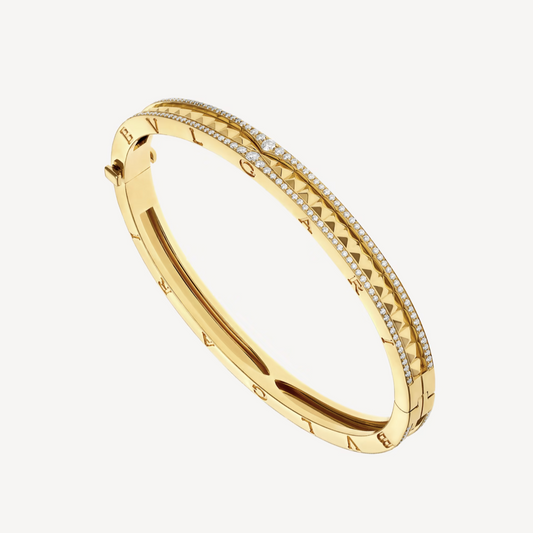 [Stars Jewelry]ZERO 1 SPIRAL AND PAVED DIAMOND GOLD BRACELET