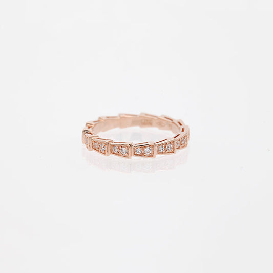 [Stars Jewelry]SERPENTI RING PINK GOLD DIAMOND PAVED 3MM