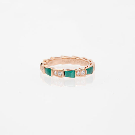 [Stars Jewelry]SERPENTI RING PINK GOLD MALACHITE DIAMOND 3MM