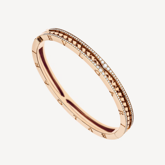 [Stars Jewelry]ZERO 1 SPIRAL AND PAVED DIAMOND PINK GOLD BRACELET