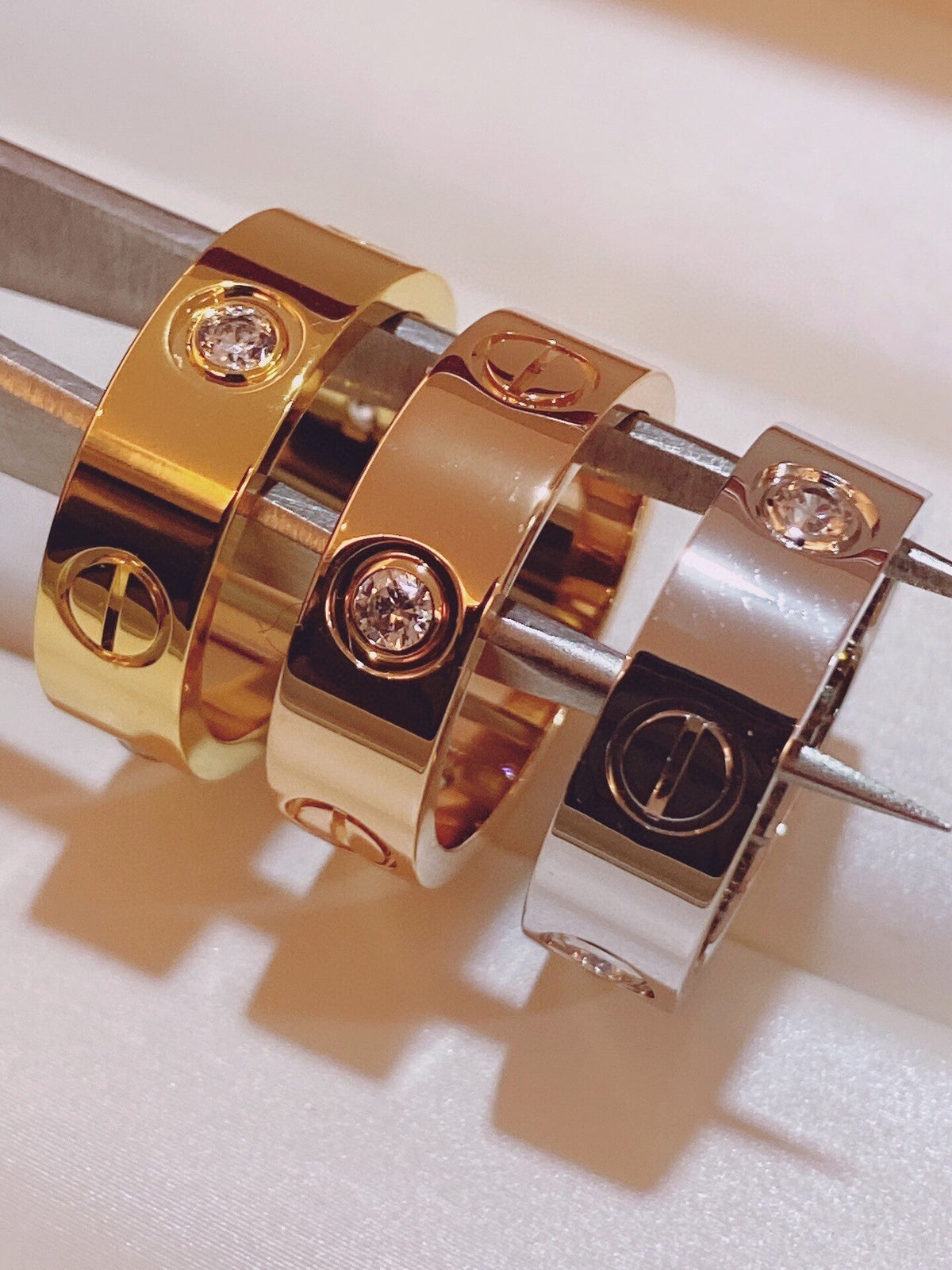 [Stars Jewelry]Three-Diamond Ring
