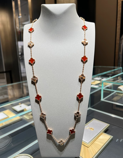 [Stars Jewelry]CLOVER 20 MOTIFS LASER CARNELIAN NECKLACE