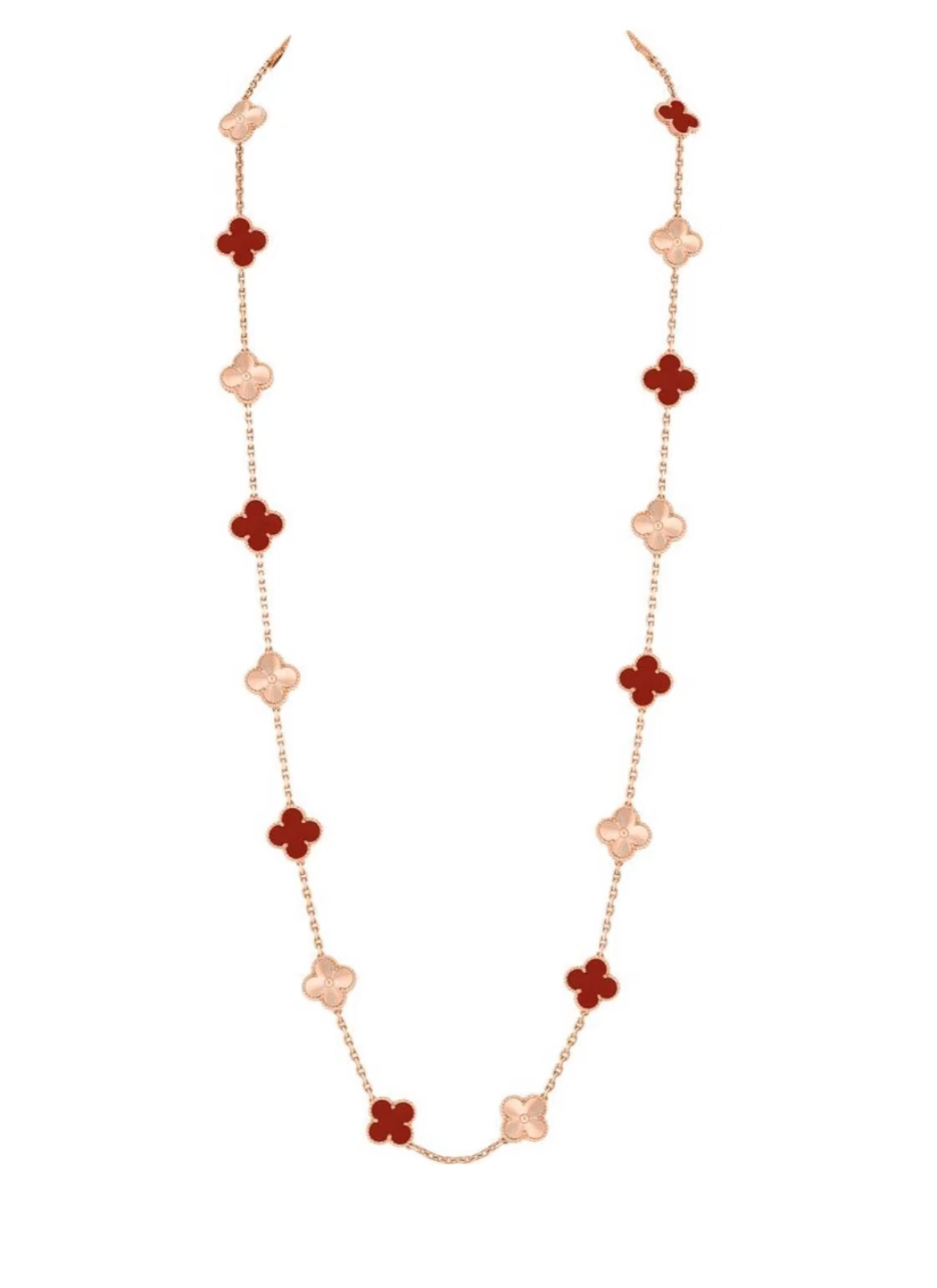 [Stars Jewelry]CLOVER 20 MOTIFS LASER CARNELIAN NECKLACE