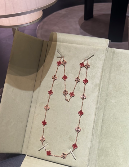 [Stars Jewelry]CLOVER 20 MOTIFS LASER CARNELIAN NECKLACE