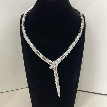[Stars  Jewelry]NEW WIDE BAND INLAID DIAMOND SNAKE NECKLACE