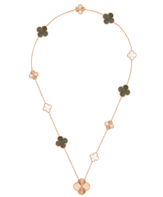 [Stars Jewelry]DETACHABLE CLOVER 15(11+4) FLOWER SILVER NECKLACE SET