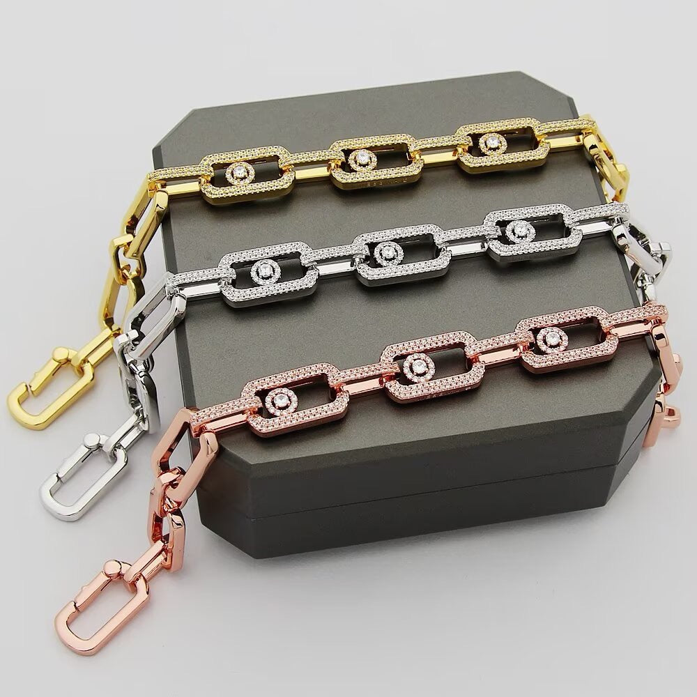[Stars Jewelry]Large Full Diamond Unisex Sliding Bracelet with Moissanite