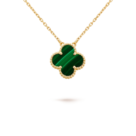 [Stars Jewelry]CLOVER 15MM MALACHITE SINGLE FLOWER  NECKLACE