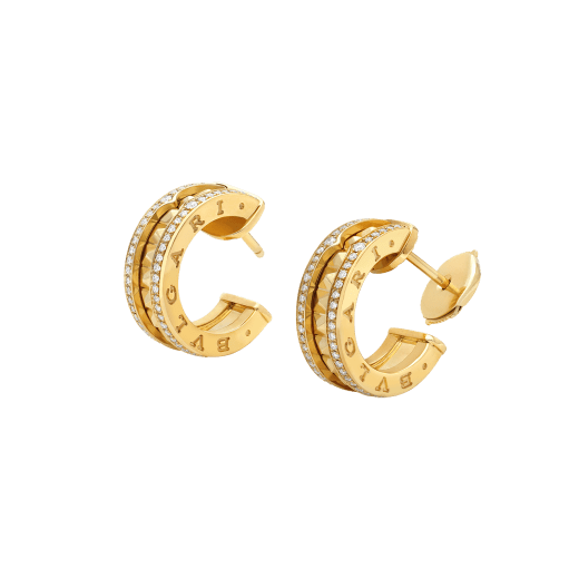 [Stars Jewelry]ZERO 1 ROCK GOLD EARRINGS WITH STUDDED SPIRAL AND PAVED DIAMONDS